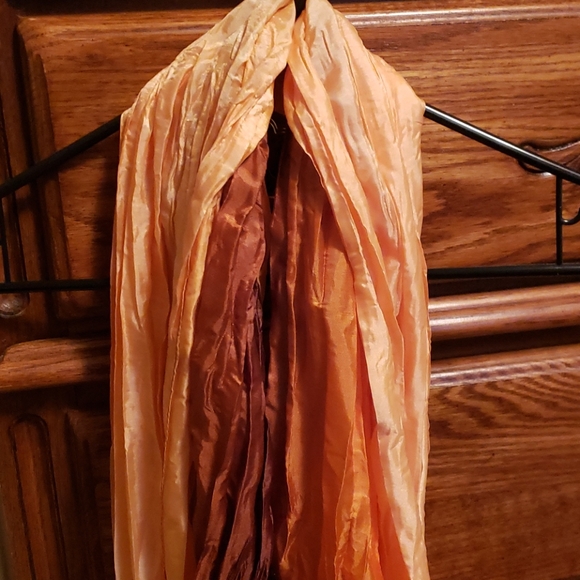 Final price - Silk orange and brown scarf - Picture 2 of 4